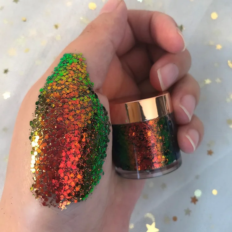 Fard à barrage caméléon 10g, maquillage pour les yeux, poudre métallique, paillettes brillantes, pigment à haute brillance, cosmétique de fête, vente en gros