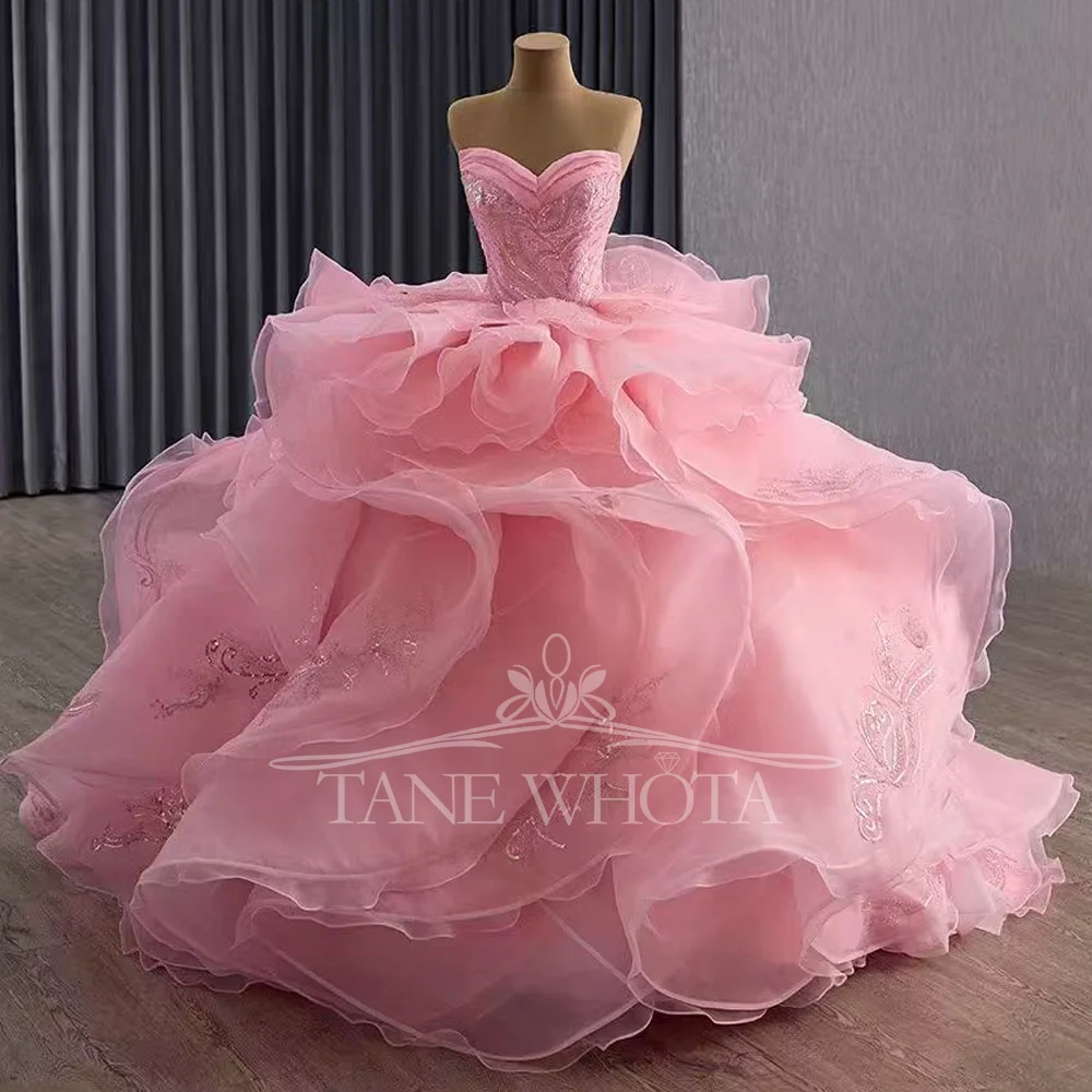 

Милое розовое платье Quinceanera без рукавов со шнуровкой сзади и блестками по индивидуальному заказу Vestidos De Fiesta De 15 лет