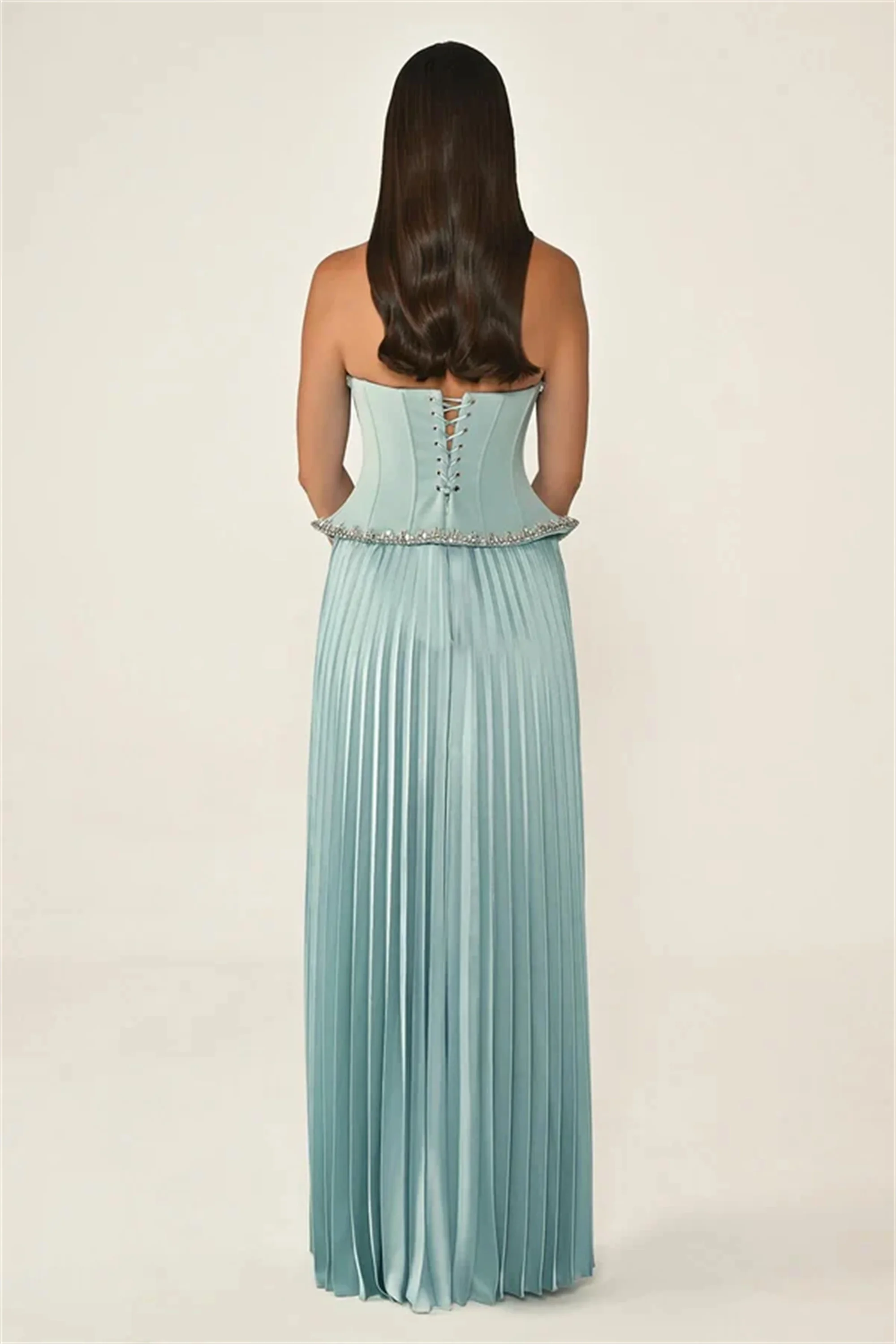 فستان سهرة نسائي مخصص بطيات جذاب على شكل قلب فساتين حفلات مرصعة بأحجار الراين المملكة العربية السعودية دبي رداء حفلات إيفون برايدال #2