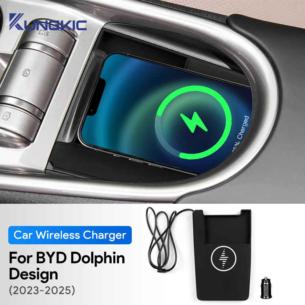 

Для BYD Dolphin 2023 2024 2025 мобильный телефон с быстрой зарядкой, держатель 15 Вт, автомобильное беспроводное зарядное устройство