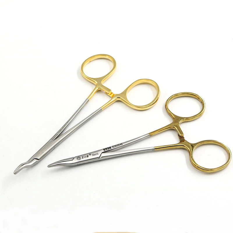 Golden Handle Nasal Cavity Needle Holder Beauty Plastic Tool Bend