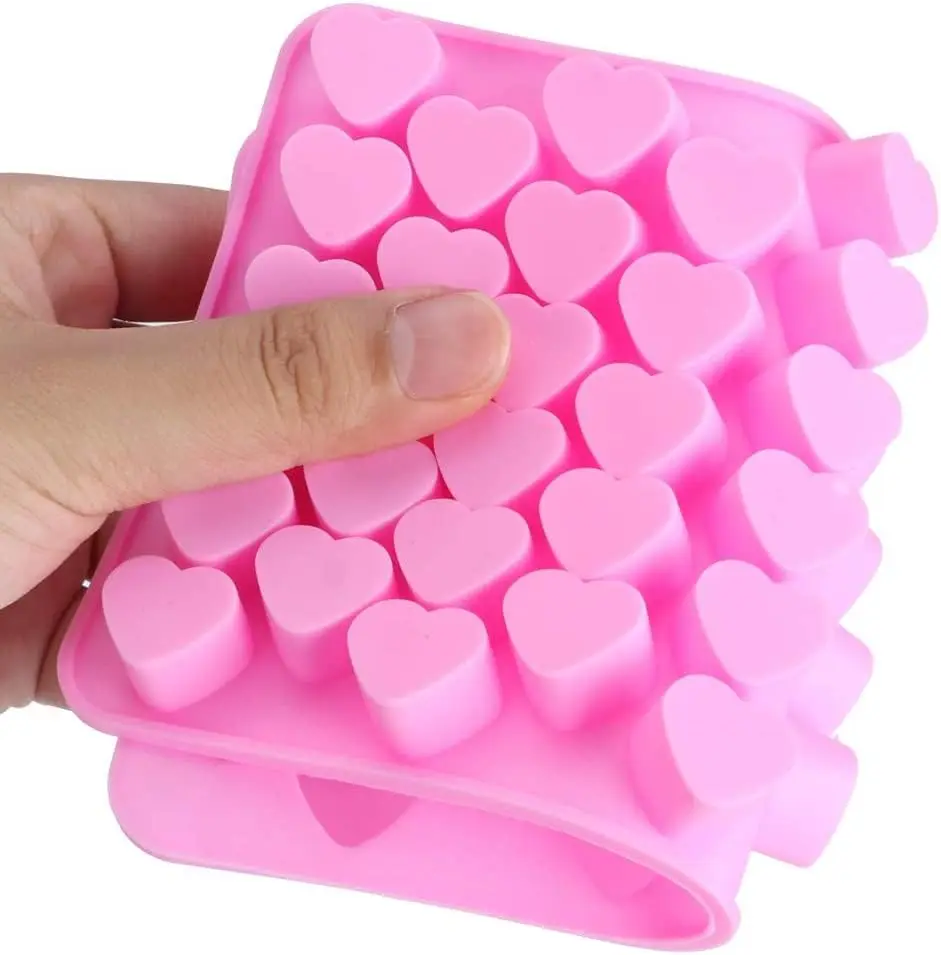 

1/2 Pcs Mini Heart Silicone Molds 55-cavity Chocolate Candy Cake Ice Cube Trays Food-grade Silicone Molds with 1 Droppers Ice