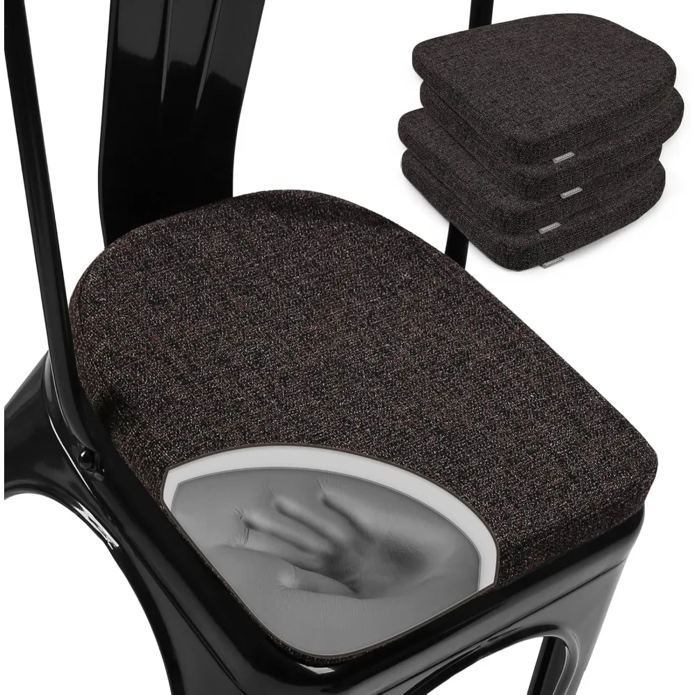 Memory Foam Chair Cushions, 4 Pcs, Modern Interwoven Style for Stackable Metal Chairs