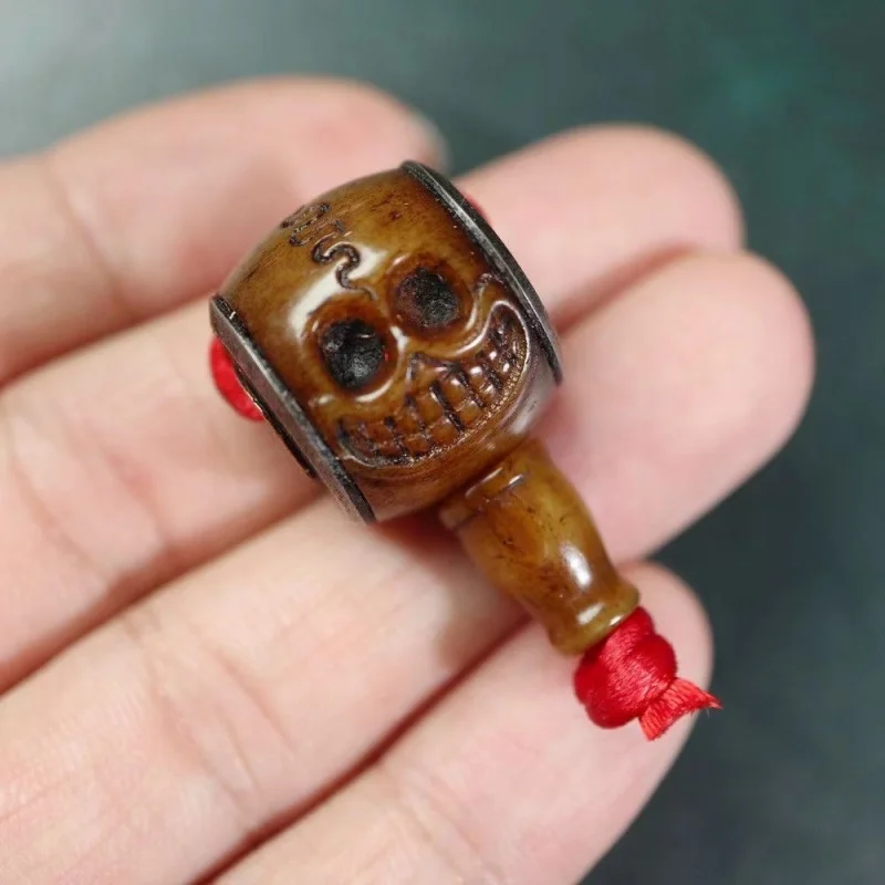 Antiqued carved cow Tibetan-style - , vintage bone head three-way DIY Buddha bead bracelet access