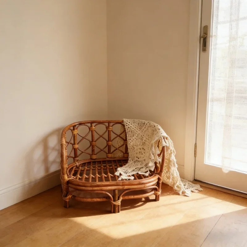 Professional Studio Photography Props 1pc Retro Rattan Basket Chair Newborn Posing Bed Backdrops for Infant Baby Girl Boy Shoots