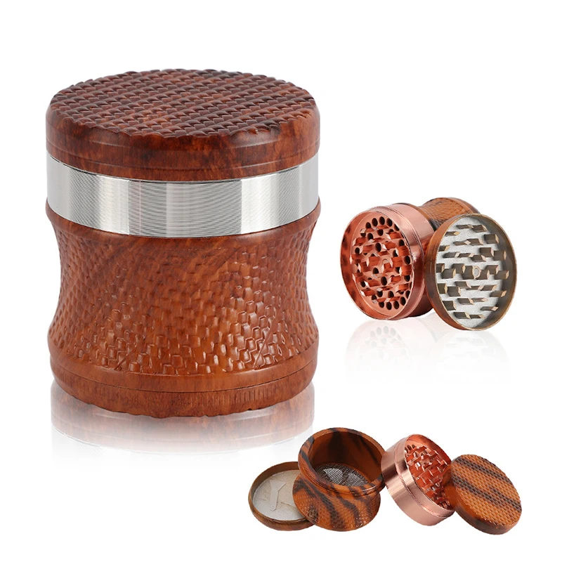 

63mm Mesh Tobacco Grinders for Smoking Drum Style Zinc Alloy 4 Layers Spice Smoke Grass Crucher Cigarettes Accessories