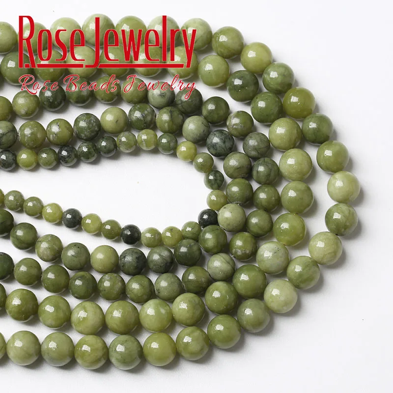Natural Chinese Jades Beads Natural Green Chalcedony Stone Round Beads For Jewelry Making DIY Bracelets Necklace 6 8 10 12mm 15" - Image 3