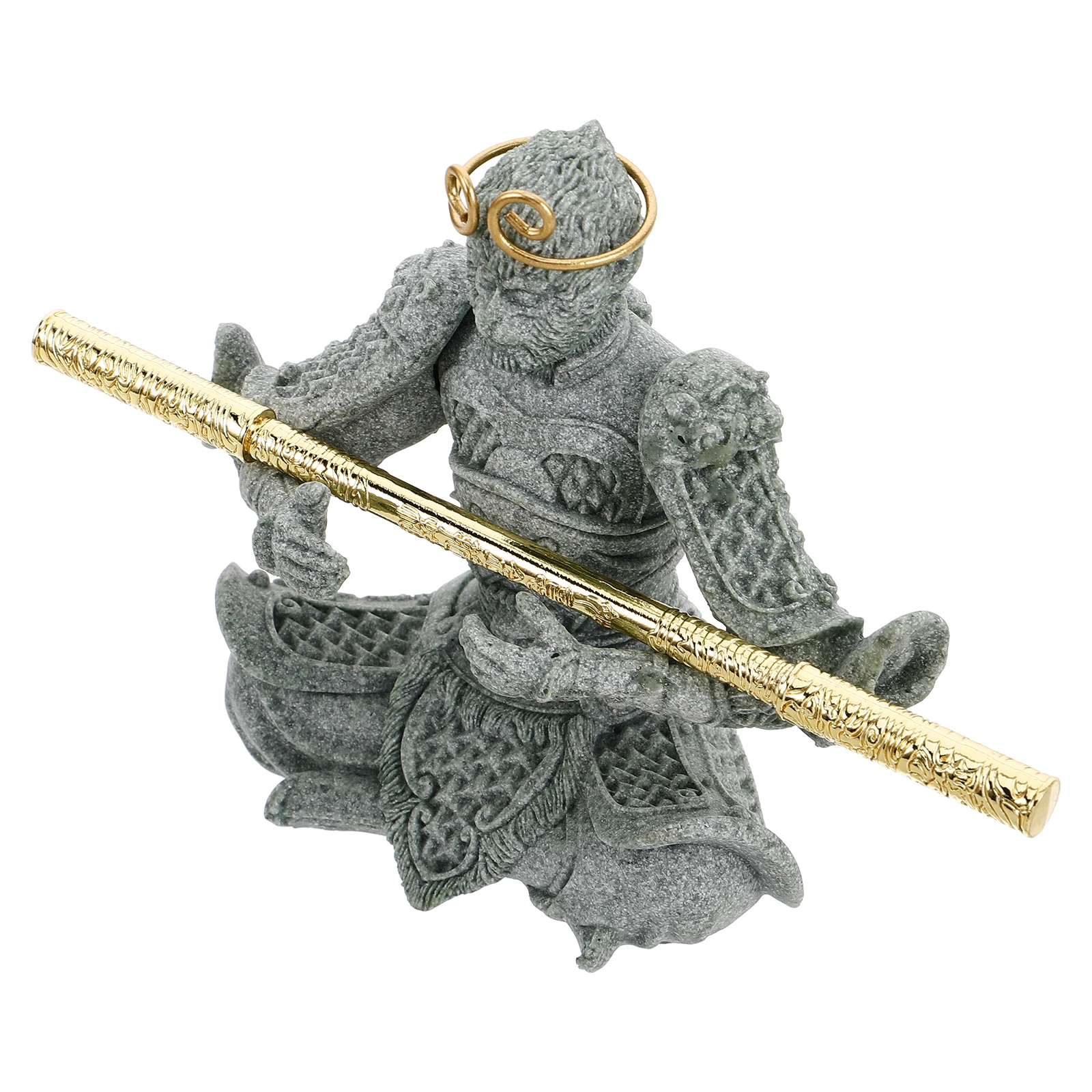 

Sun Wukong Statue Monkey King Figure Decor Tabletop Micro Landscape Ornament Sandstone Craft Home Office Garden Present Bonsai