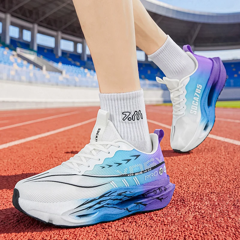 Herren-Freizeitsportschuhe mit Carbonplatte zur Laufunterstützung, atmungsaktivem Mesh, bequemen, niedrigen Schnürschuhen für Trailrunning, Zero-Drop-Sohle, langsamem Rückprall, rutschfest, geeignet für Fitnessstudio, Jogging und Camping. – Detail 19