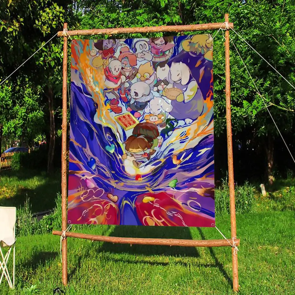 Hot Video Game U-Undertale  Cartoon Flag Art Science Fiction Room Home Decor Wall Hanging Home Decor Banner