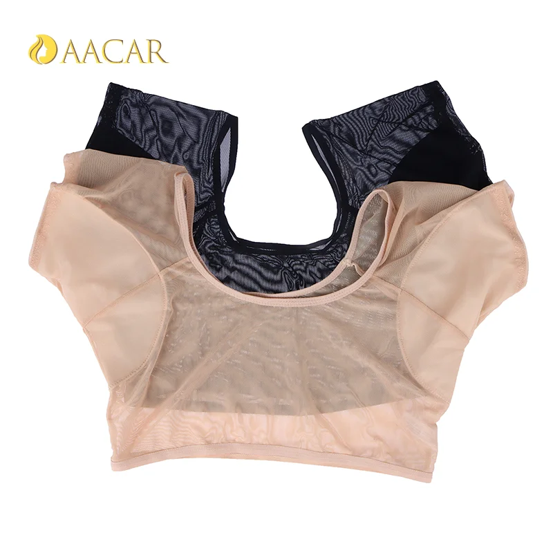 Underarm Sweat Pad Vest Absorbent Deodorant Pad Women T-shirt Shape Sweat Pads Reusable Washable Transparent Mesh Ultrathin