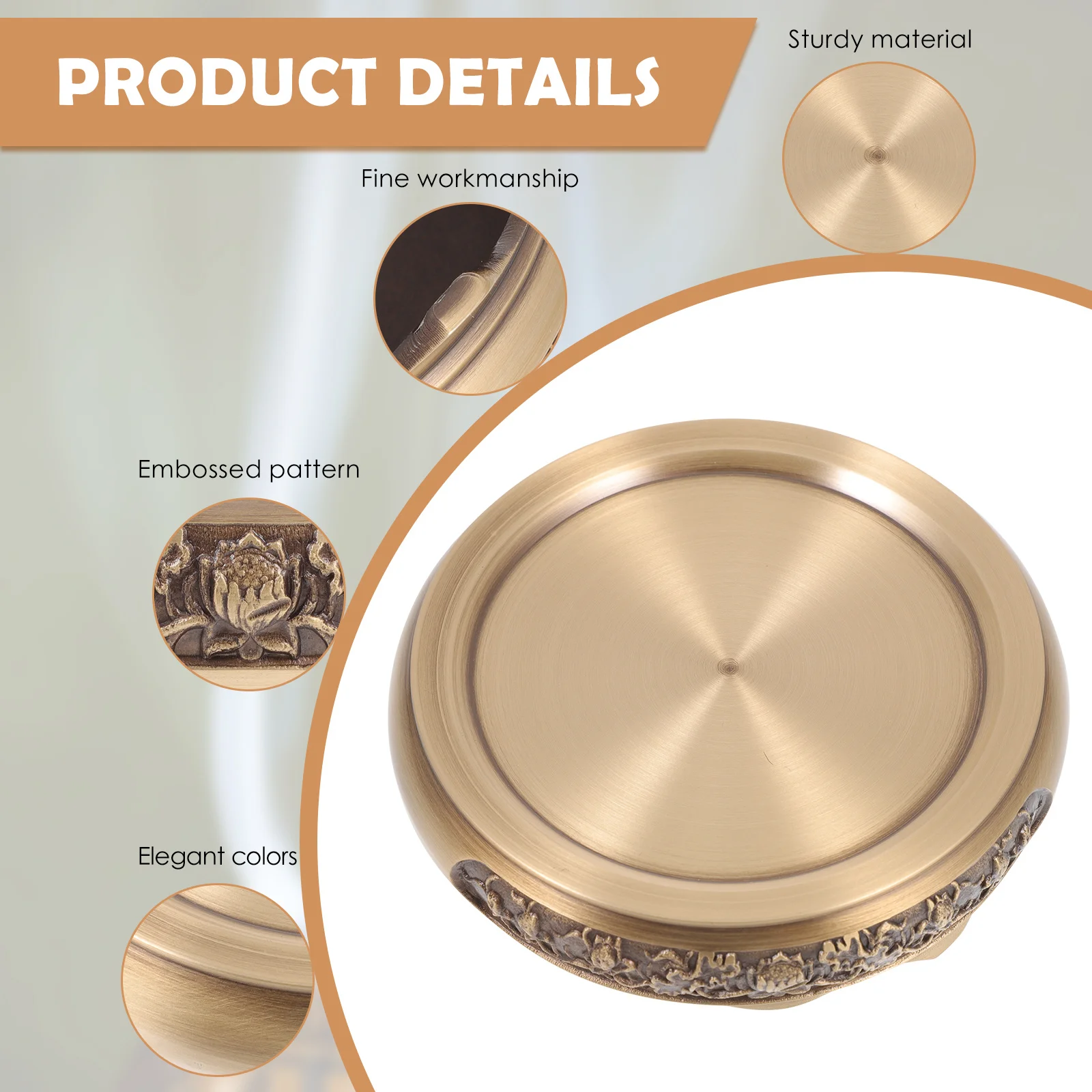 

1pc Copper Incense Burner Base Exquisite Craftsmanship Smooth Lines Home Decoration Incense Burner Stand Decor Desktop