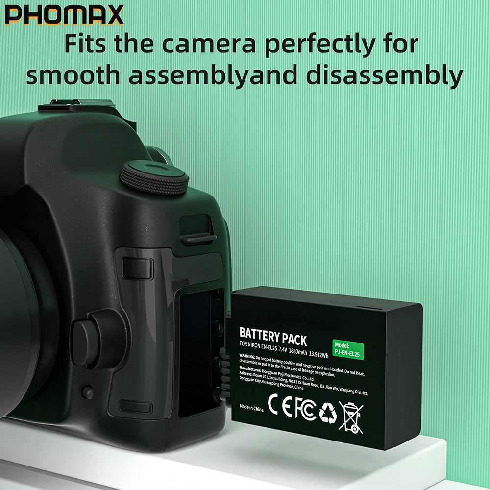 PHOMAX EN-EL25 EN-EL25a ENEL25 7.4V 1880mAh Akumulator litowo-jonowy do aparatów cyfrowych bezlusterkowych Nikon Z50 Z30 ZFC — zdjęcie produktu 5