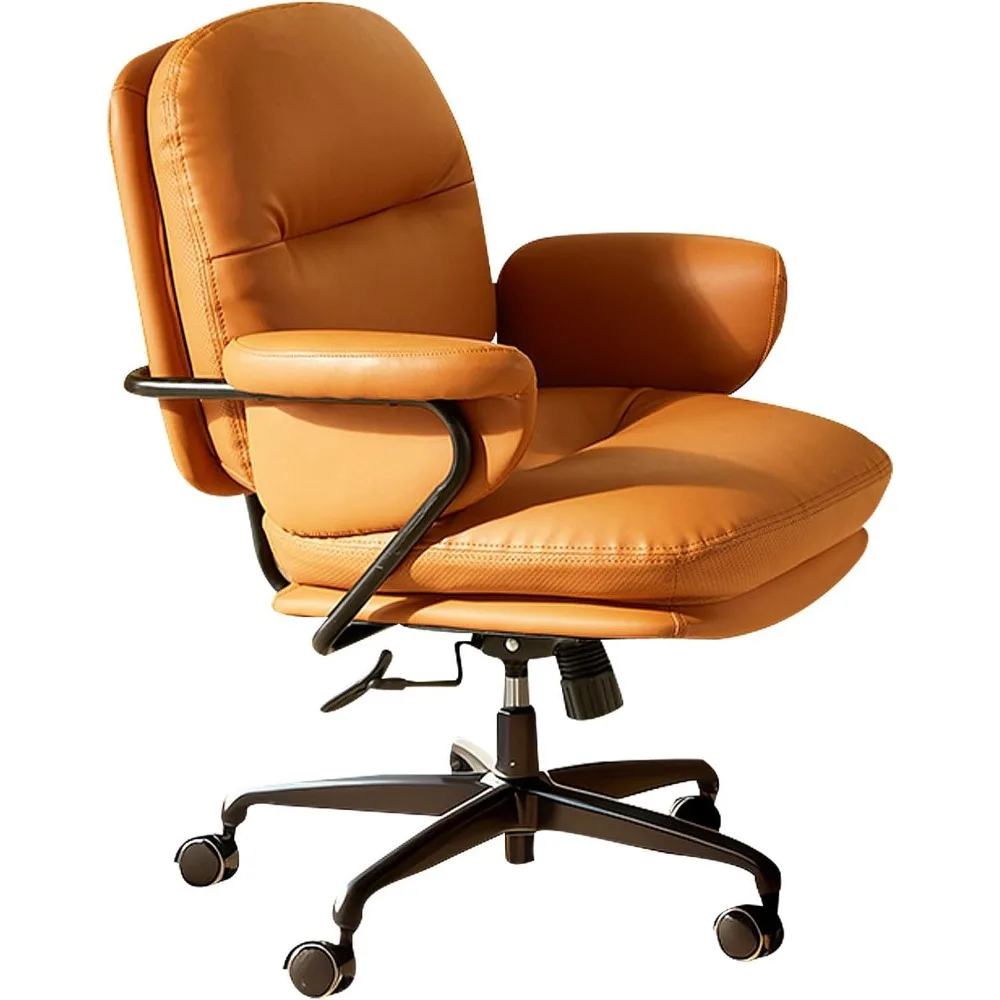 

Office Chair Ergonomic Desk Chair Mid Back PU Leather with Lumbar Support Comfortable Cushion Swivel Adjustable Height Armrest