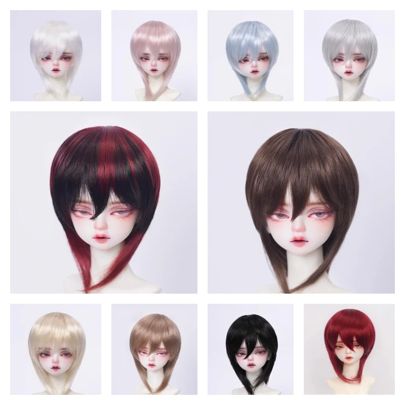 

BJD Wigs Short Hair for 1/3 1/4 1/6 Dolls SD MSD MDD Yosd Wigs Doll Gold Black White Brown Blue Pink Hair