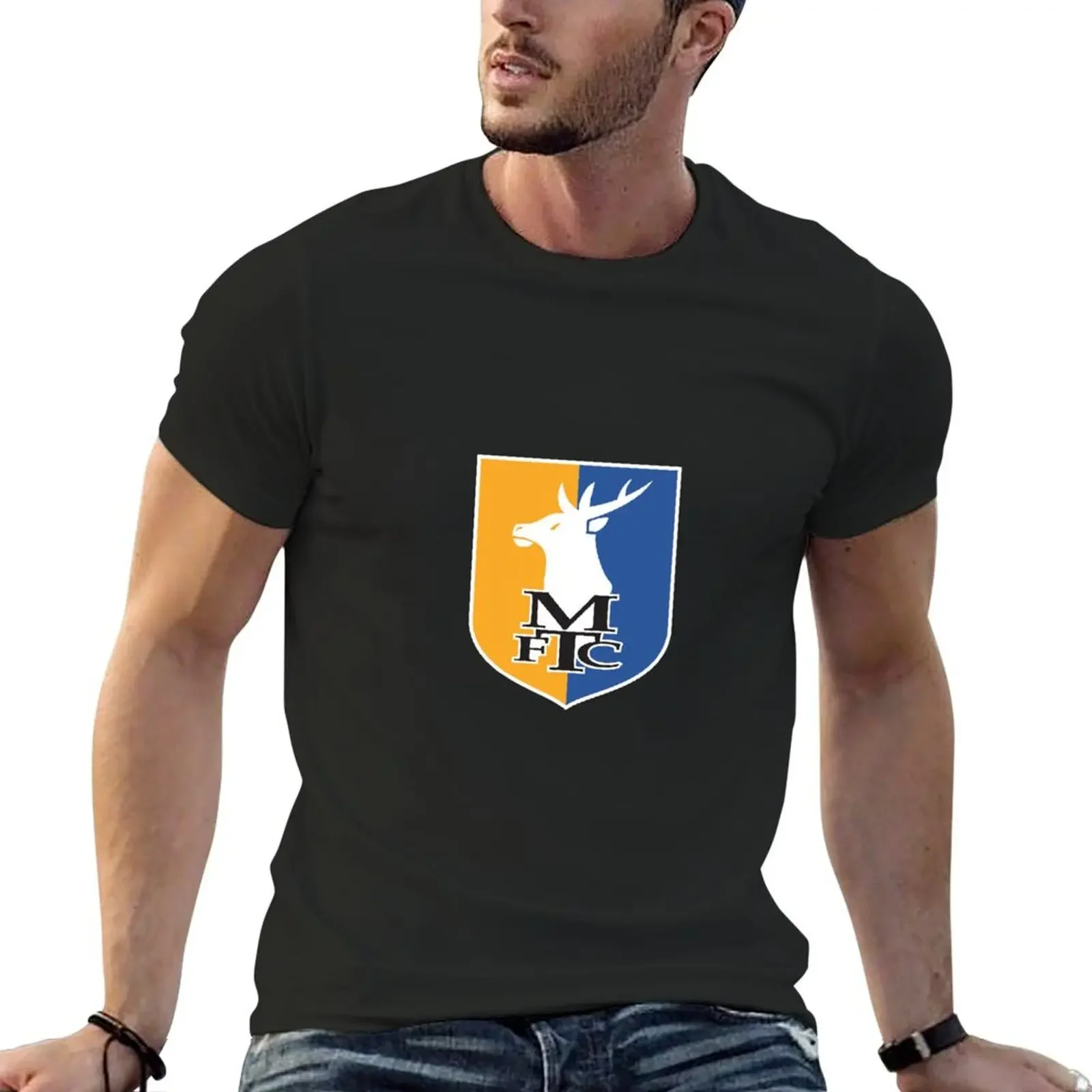 Mansfield Town Badge T-Shirt quick-drying summer tops custom t shirt sweat t shirt for men