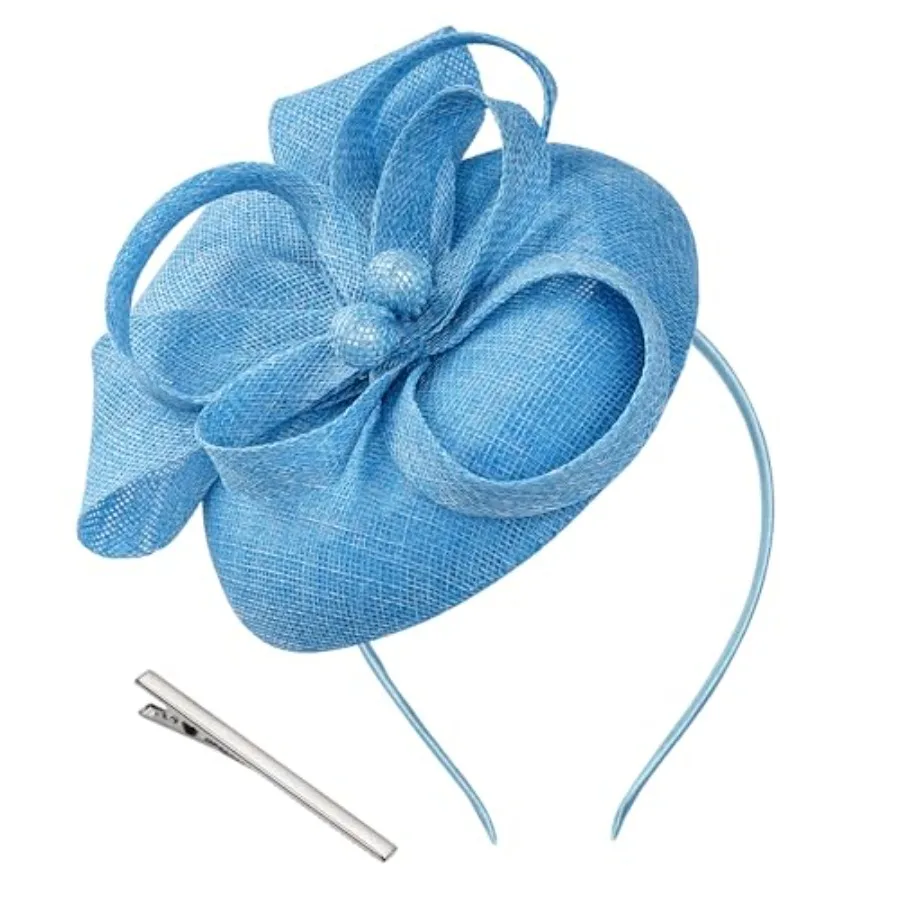 

Pistha Fascinator Tea Party Hat for Women, Pillbox Hat with Bow Pearl for Church Wedding Cocktail Dresses Headwear