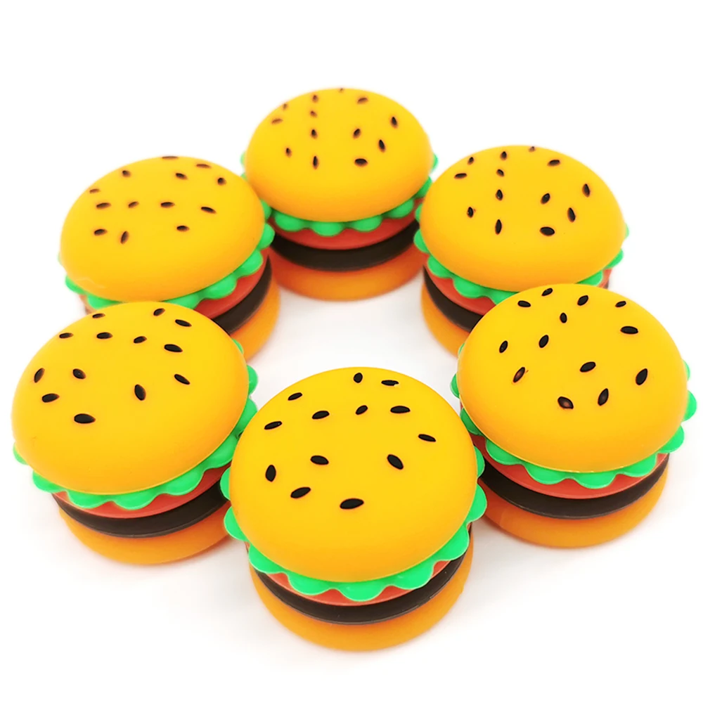 10Pcs Silicone Jar 5ml Hamburger Shape Jars Nonstick Container Bottle Cream Makeup Case Storage Box Cosmetic Smoking Accessories