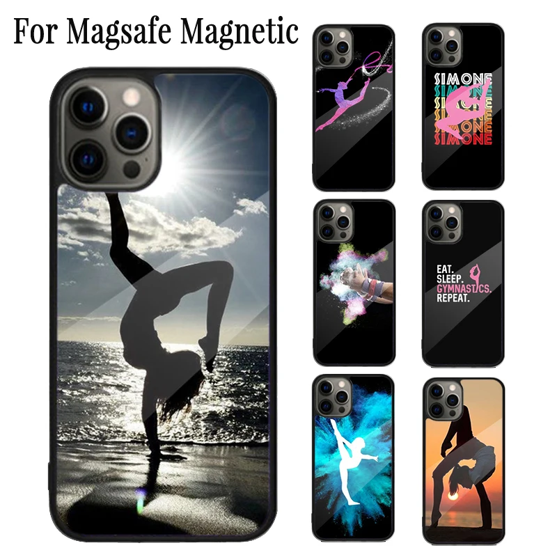 Love Gymnastics silhouette sports Magnetic Phone Case For iPhone 16 15 14 Plus 13 12 11 Pro Max Magsafe Wireless Charging Cover