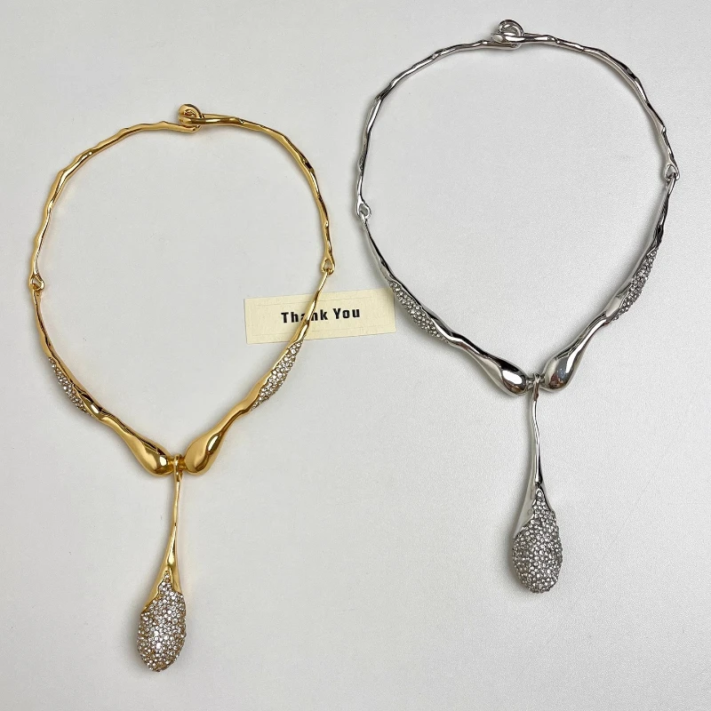 

Irregular Gold-plated bicolor fashion large drop necklace For Women Fashion Jewelry Holiday Accessories