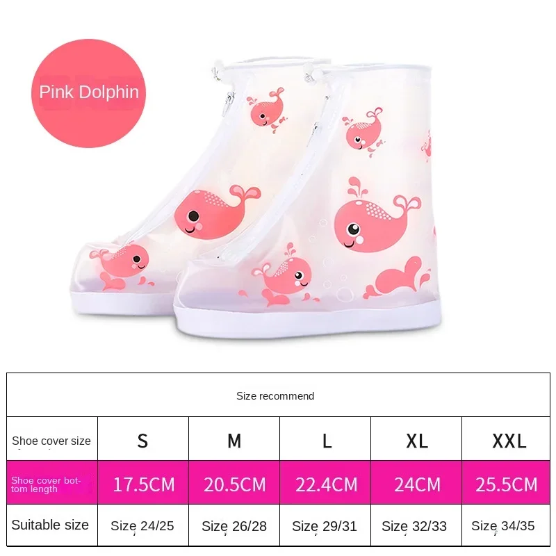 New Child Rainy Day Rainproof Cartoon Foot Cover Waterproof Boy Girl Rain Boot Covers Anti-slip Thickened Kids Baby Shoe Cover