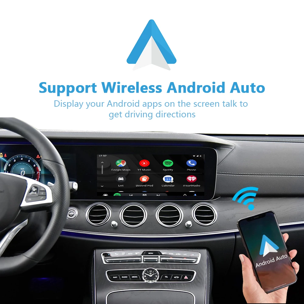 Mise à niveau de la caméra d'origine sans fil Apple CarPlay, mise à niveau de la classe E, Android Auto Fit, iPhone Link Plug and Play, Mercedes W212, W213