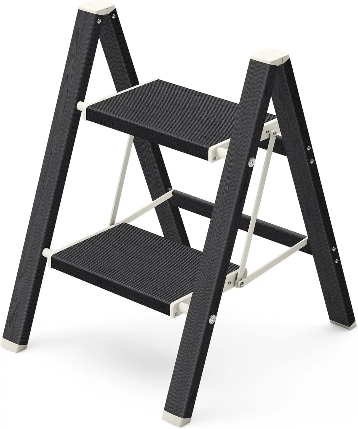 

Алюминиевая складная подставка-табурет с широкой противоскользящей платформой, грузоподъемность 150 кг, для дома, кухни, библиотеки, офиса (отделка под дерево эбенового дерева)