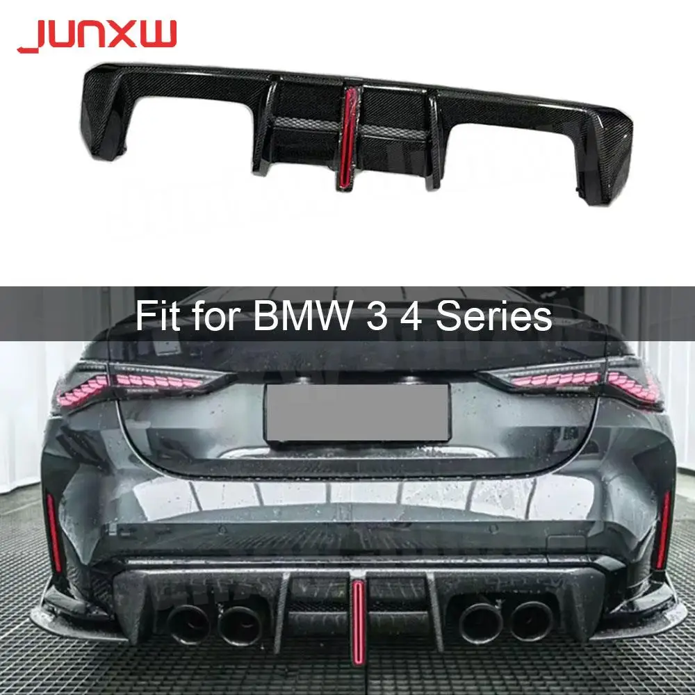 Dry Carbon Fiber Rear Bumper Extension Lip Spoiler With LED Light Bodykits Accessories for BMW G80 G82 G83 M3 M4 2021+ FRP