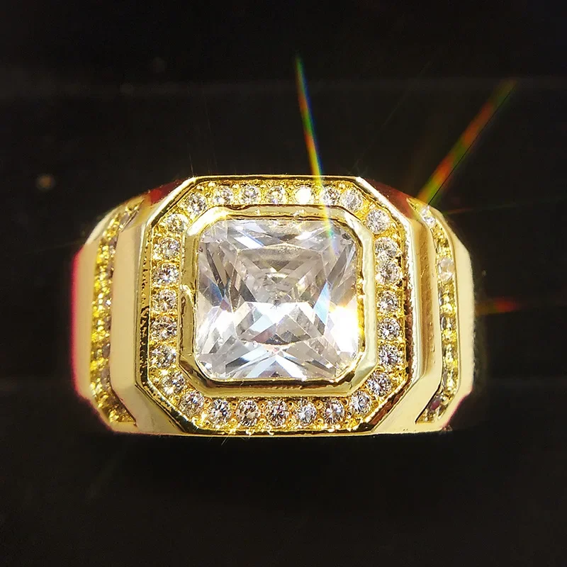 Fashion Weeding Rings for men Genuine Austria Crystal 18KRGP Gold Color anel For Women New Sale Hot full size 8 9 10 11 12 13
