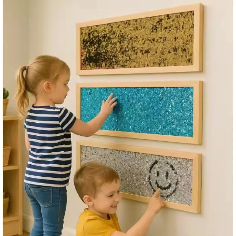 

Sensory toys long rectangular wooden sequins baby rattle children's educational toys