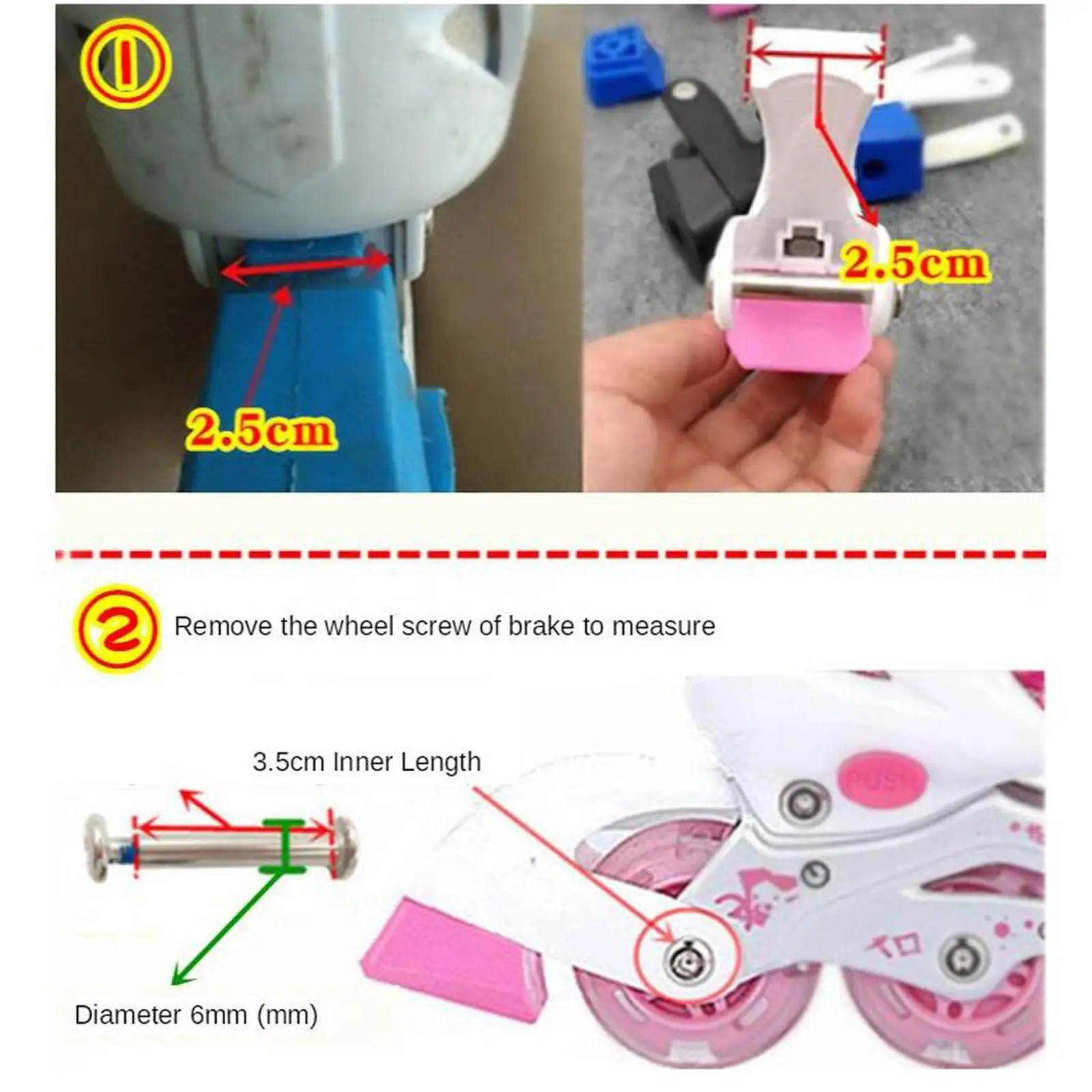 Roller shoes brake pads inline skates brake block brake stopper with 6mm