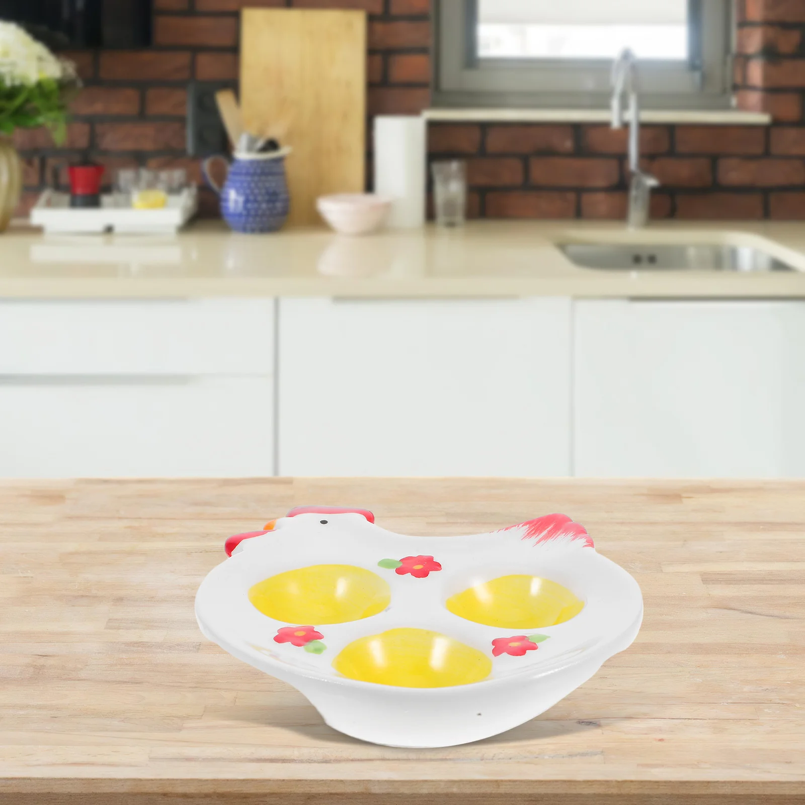 

Charming 3 Tier Egg Holder for Counter Cute Chicken Design Porcelain Egg Keeper Shelf Kitchen Decorative Organizer Container