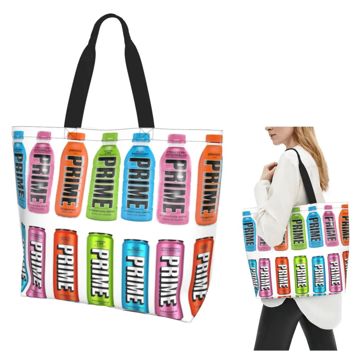 

Prime Prime Hydration Gifts Сумка-тоут для покупок Холщовая сумка на плечо большой вместимости Сумка-шоппер для продуктов для женщин