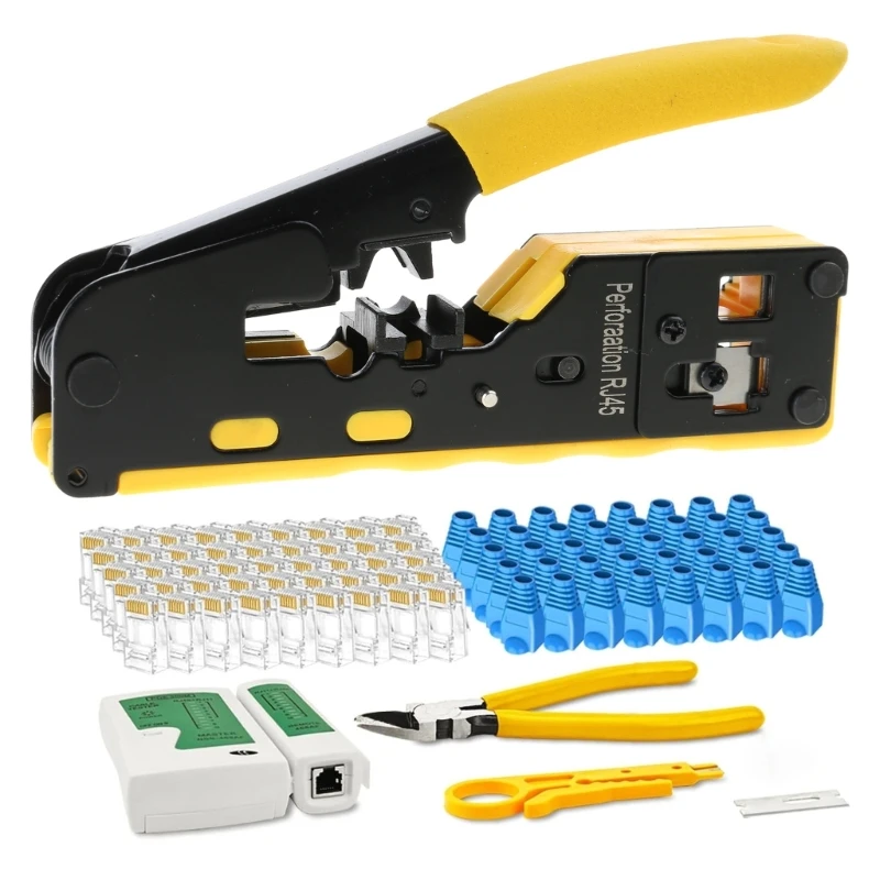 Versatile RJ45 Crimp Tool RJ45 Crimper and Networking Maintenance for CAT5 To CAT7 6P/8P Cable Efficiency Hand Tool