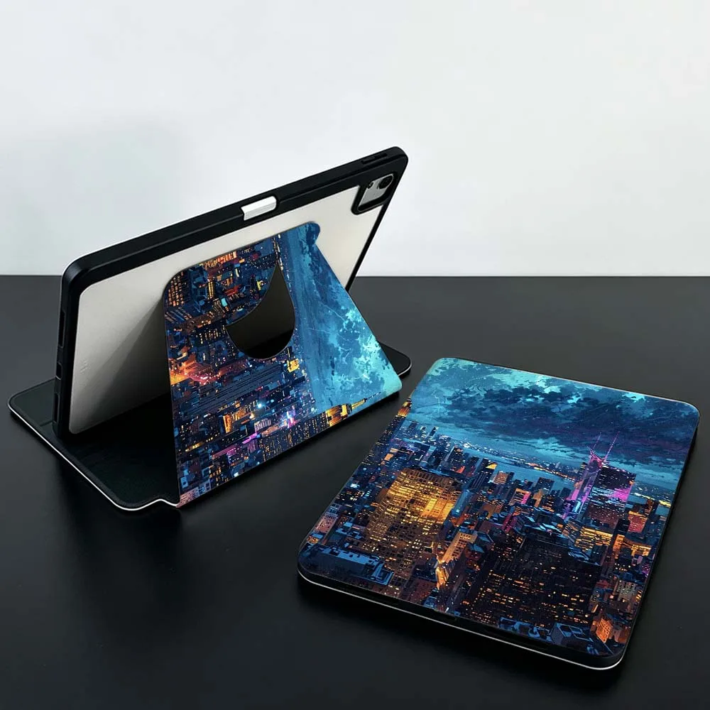 Creative City Patterns Soft For Xiaomi Mi Redmi Pad SE 6 7 M7 8.7 12.1 11.2 inch 2025 360° Rotation Tablet Case