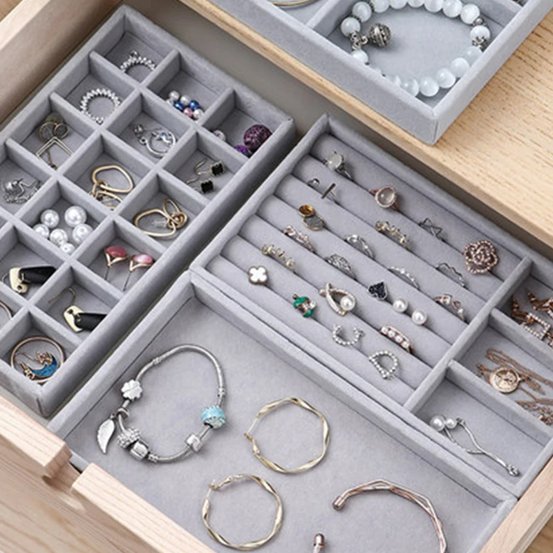 Portable Jewelry Ring Jewelry Display Box Tray Holder Earrings, Jewelry Storage, Velvet Surface, Jewelry Display, Storage Box