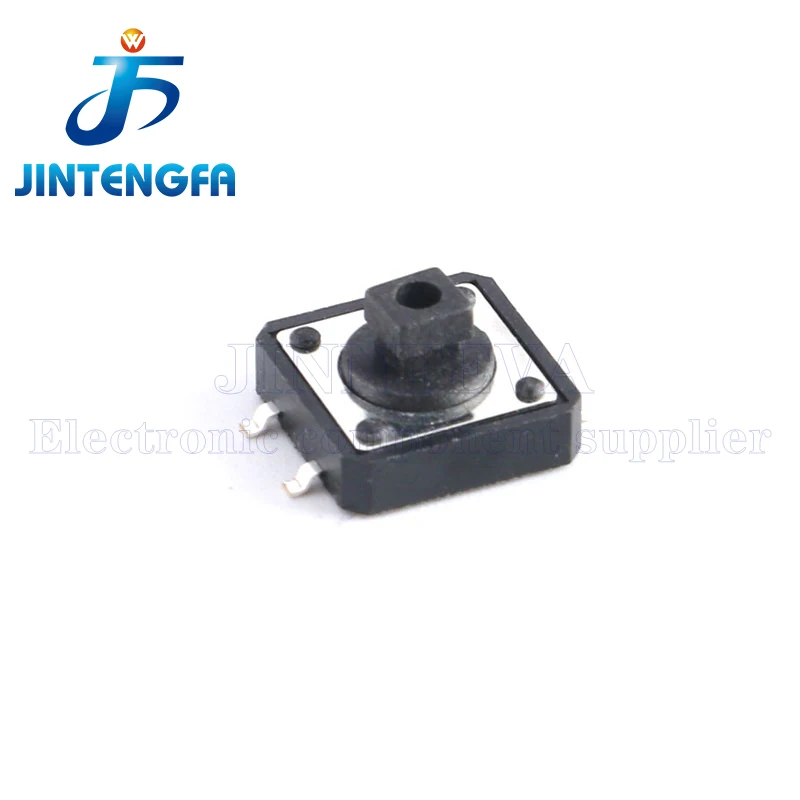 20PCS 12*12*7.3mm Micro Switch 50mA 24VDC DIP SMD 4Pin 12×12×7.3 Black Actile Switches Square Push Button Tact Switch B3F-4055