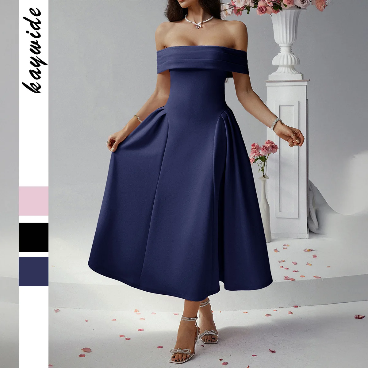 صيف 2025 المرأة عبر الحدود Par Dr One oulder التفاف الصدر ثوب عالية الخصر محبوك ثي النسيج ثوب مسائي