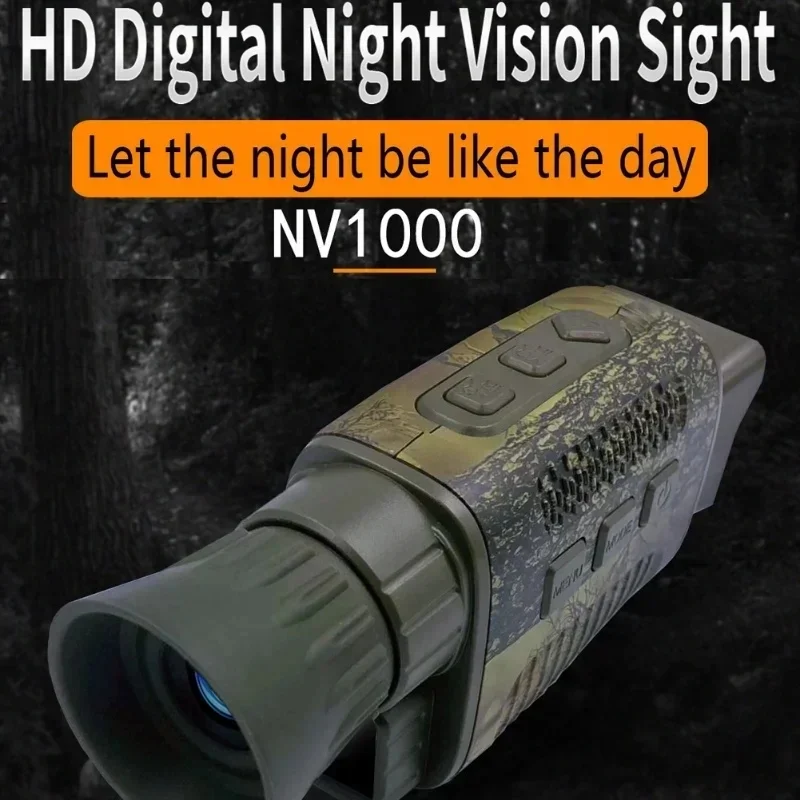 Infrared Night Vision Monocular Camera, 5X Digital Zoom, 9 Languages, 200M Full Dark Viewing Distance for Hunting observation