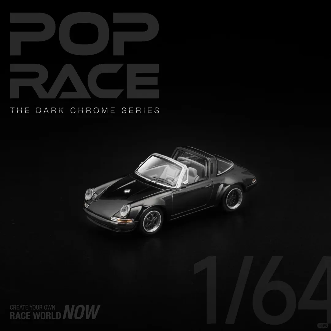 نموذج سيارة POP RACE 1:64 من سلسلة الكروم الداكن Porsche 964 Singer Targa Nissan Skyline GTR R32R33 Shelby Mustang GT500 مصنوع من خليط معدني #1