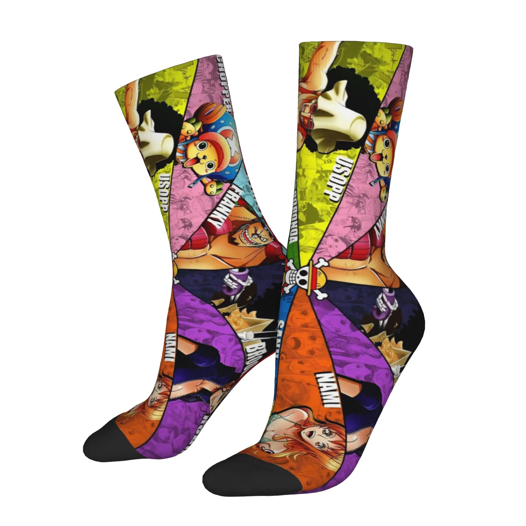 

Fashion Men's Socks Harajuku One Piece Luffy Sock Polyester Japanese Anime Sport Women Stockings Spring Summer Autumn Winter