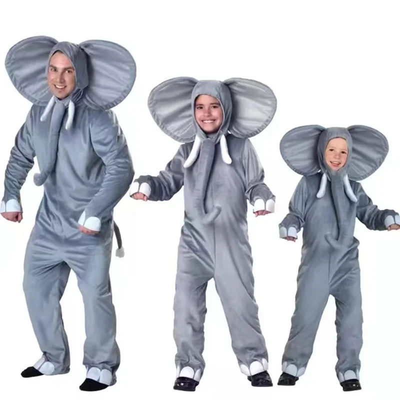 

2023New Elephant Cosplay For Kids Adults Pink Grey Animals Halloween Costumes Purim Carnival Performance Show Role Play