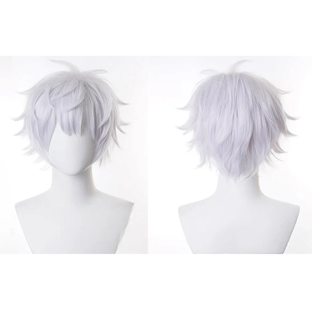 Anime Jujutsu Kaisen: Gojo Satoru Cosplay Capelli sintetici 10 pollici Unisegate Capelli corti Parrucca per prestazioni quotidiane di feste di Halloween
