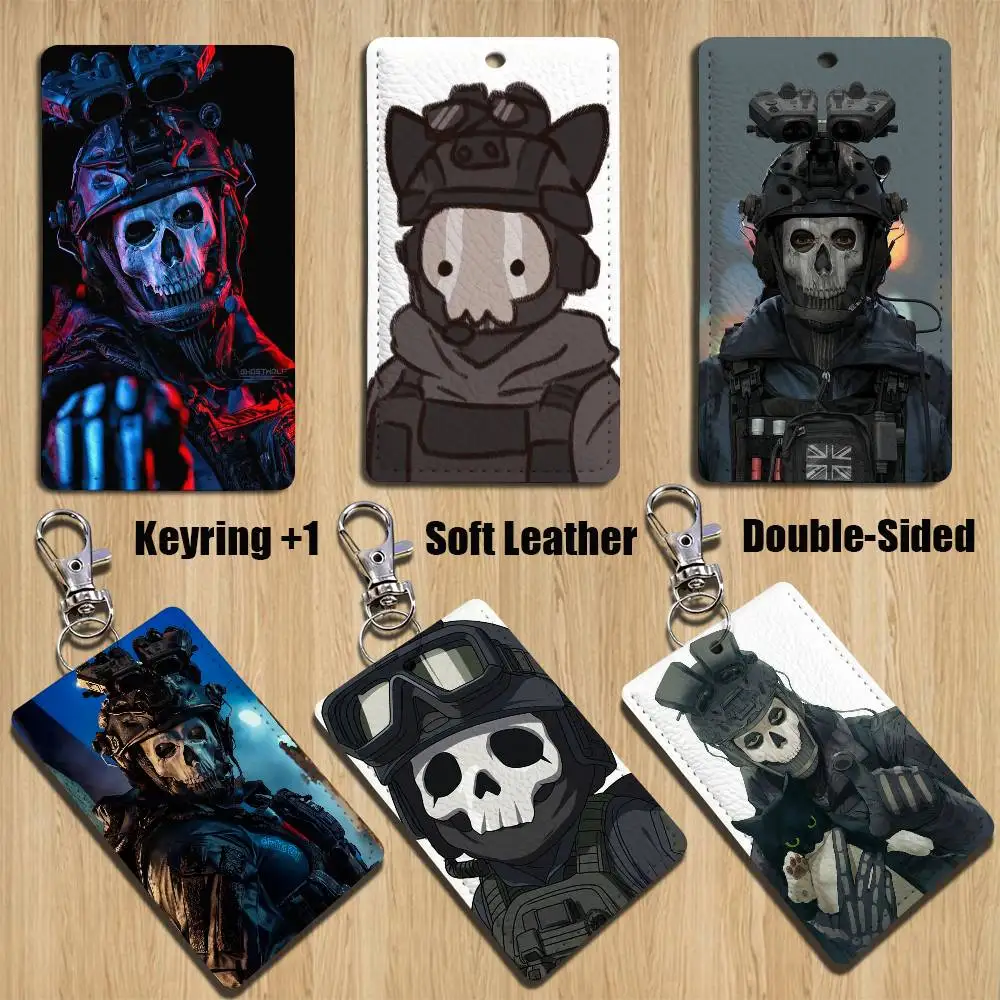 

sortie COD Call Of Duty cool Rectangle ID Card Case Keychain Access Card Bag Key Tag Ring Leather Card Holder Key Ring Access