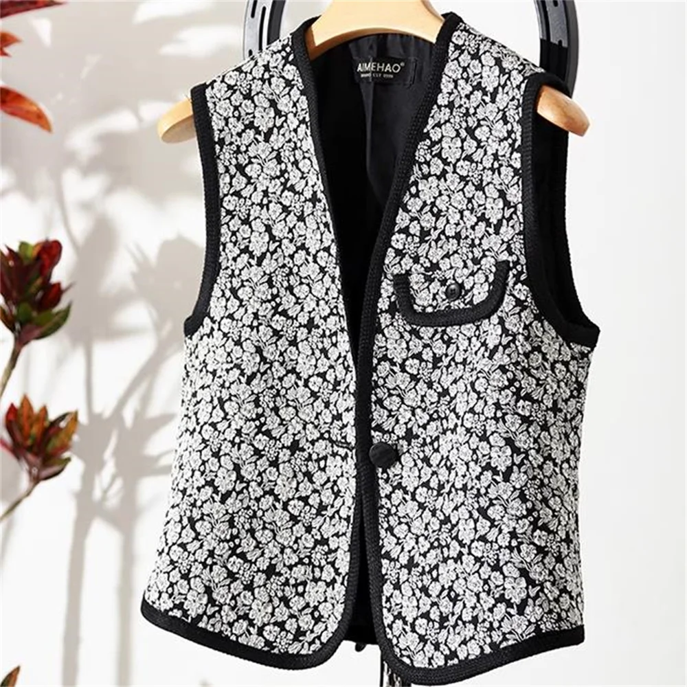 

Autumn and Winter Silver Embroidered Jacquard Vest Wrapped Edge Casual Women's Waist Waist Waist Suit