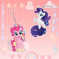 6cm My Little Pony Anime Keychain Acrylic Fluttershy Twilight Sparkle Rainbow Dash Pendant with Bell Backpack Pendant Gifts