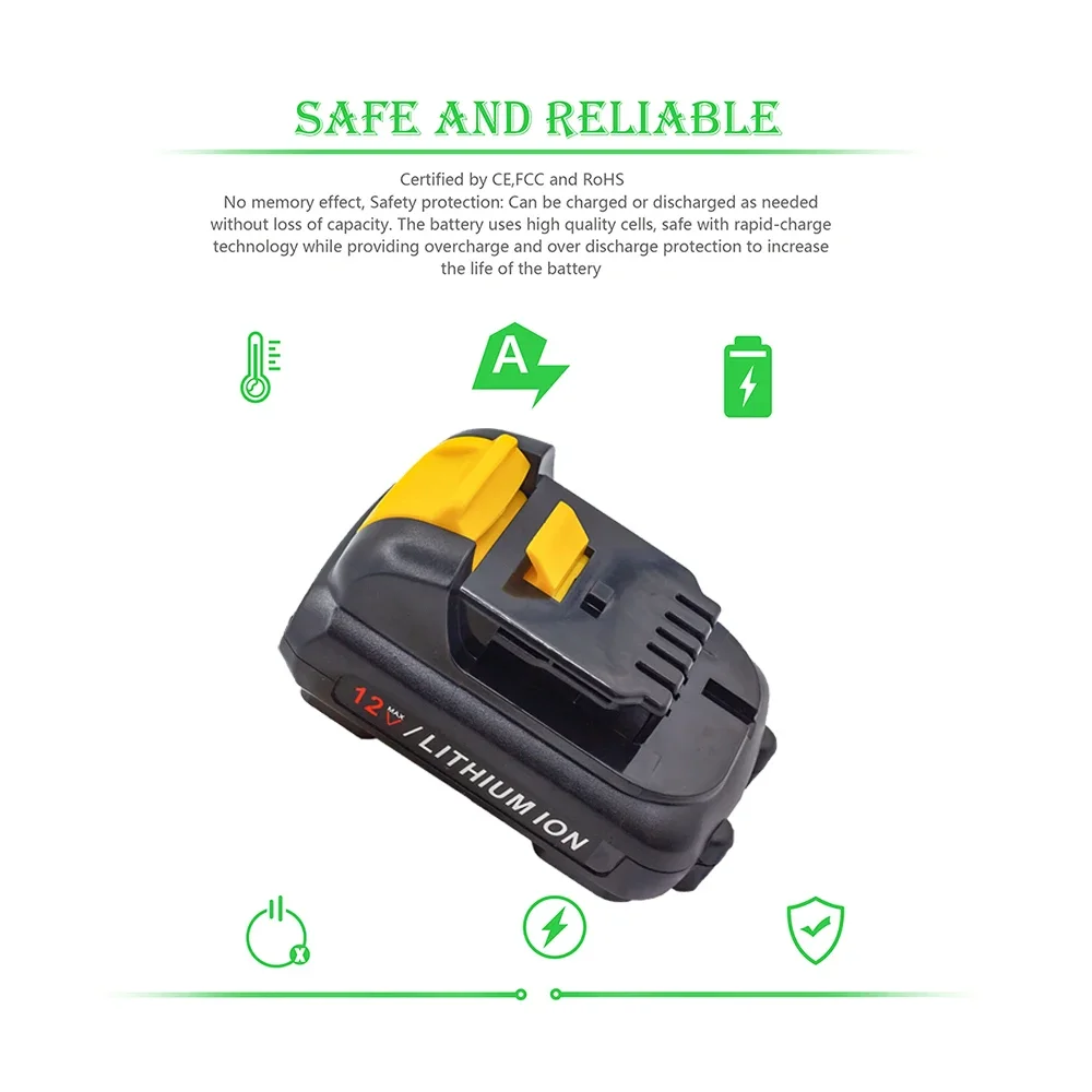 Dla DEWALT 12V 4000mAh DCB120 DCB127 DCB121 10.8V DCB120 DCB127 DCB121 DCB100 DCB101 DCB119 litowo-jonowy akumulator elektronarzędzi