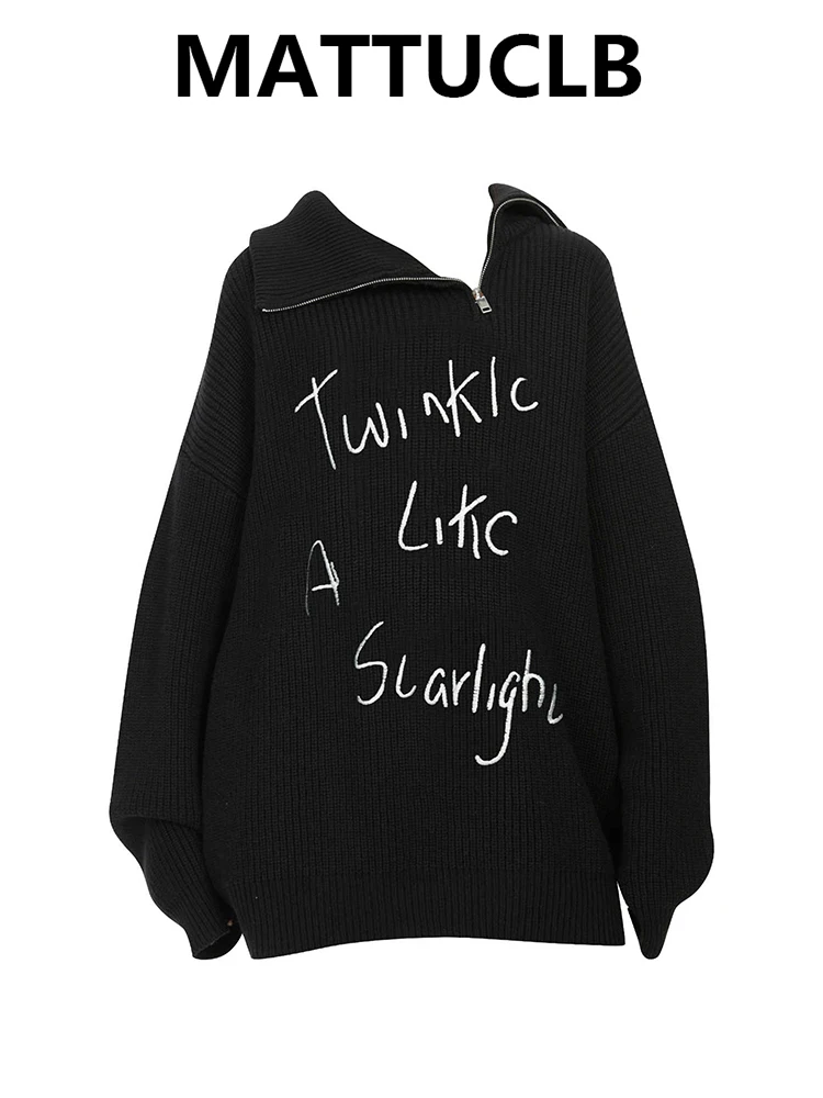 

Зимний женский свитер Dark Academia Harajuku с длинным рукавом Y2k, трикотаж с отложным воротником, трикотажные изделия большого размера, дизайнерский джемпер, пуловеры