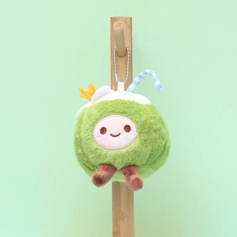 코코넛 펜던트 키체인, 귀여운 봉제 인형, 열대 과일 인형, 커플을 위한 창의적인 선물, 고급스러운 느낌의 봉제 인형 식물