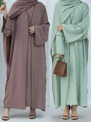 Eid Abayas para mujer, conjunto de 3 piezas, Jalabiya musulmán, bata de Ramadán, caftán marroquí, Vestidos largos de fiesta, cárdigan largo